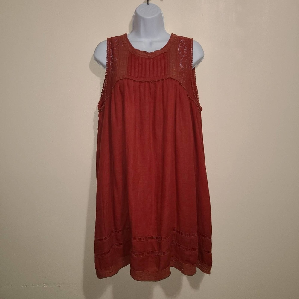 Altered State Swing Dress Burnt Orange Size Medium Lace Sleeveless Key